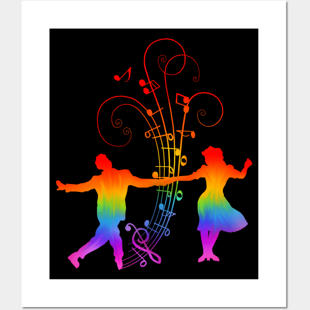 1940s Rainbow Swing Dancers Silhouettes Wall Art by Art by Deborah Camp